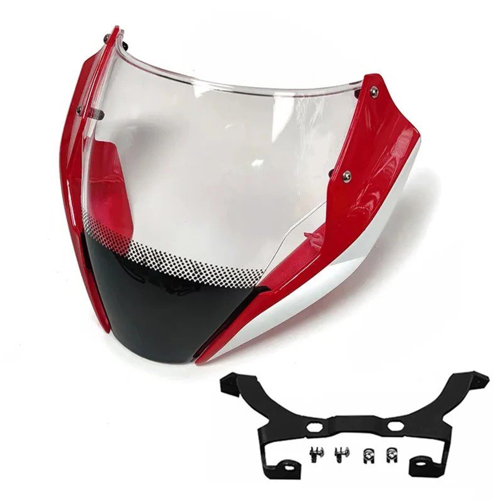 Für Ducati Für Monster 797 821 1200S 2014 2015 2016 Motorrad Windschutzscheibe Windschutz Rauchabweiser Mit Halterung Befestigungsschrauben Windschutz Windabweiser Motorrad(Red White) von CRUBVQQ