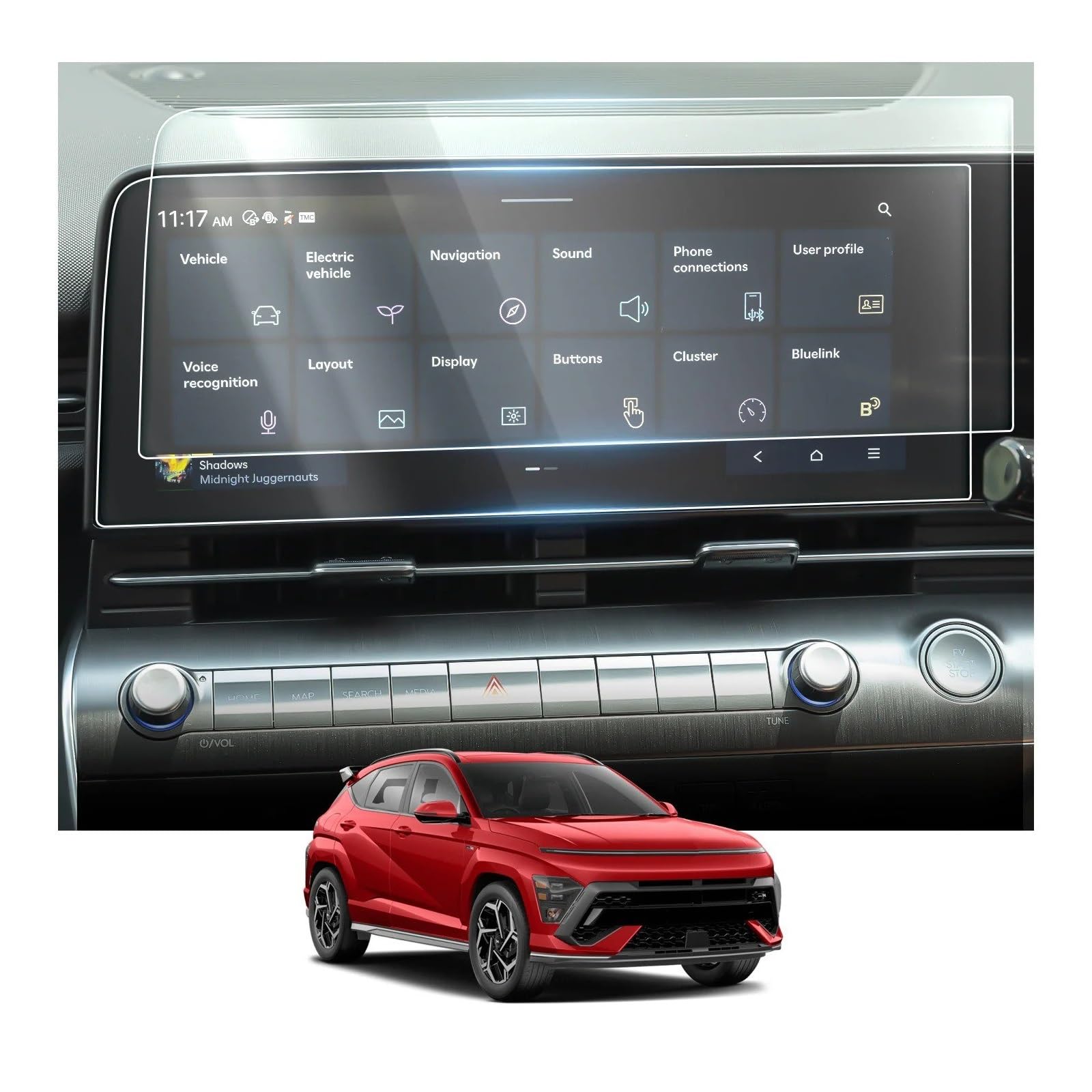 Für Hyundai Für Kona SX2 2023 2024 Autonavigation & LCD-Instrument Nano-Displayschutzfolie Autoinnenausstattung Navigation Schutzfolie Aus Gehärtetem Glas(RHD 12.3-Inch) von CRUBVQQ