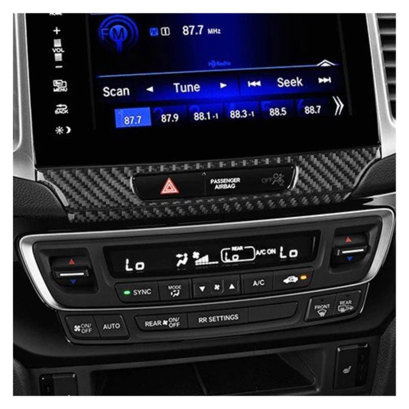 Für Ridgeline 2017-2020 Carbon Fiber Center Navigation Display Panel Abdeckung Auto Innen Zubehör Dekorative Aufkleber Auto Zentrale Steuerung Abdeckung Aufkleber(3 Black) von CRUBVQQ