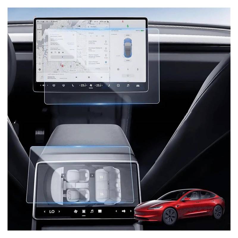 Für Tesla Für Modell 3 Für Highland 2024 15 "Touchscreen & 8" Hinten Bildschirm Anti-Glare HD Klar Anti-Fingerprint Screen Protector Navigation Schutzfolie Aus Gehärtetem Glas von CRUBVQQ