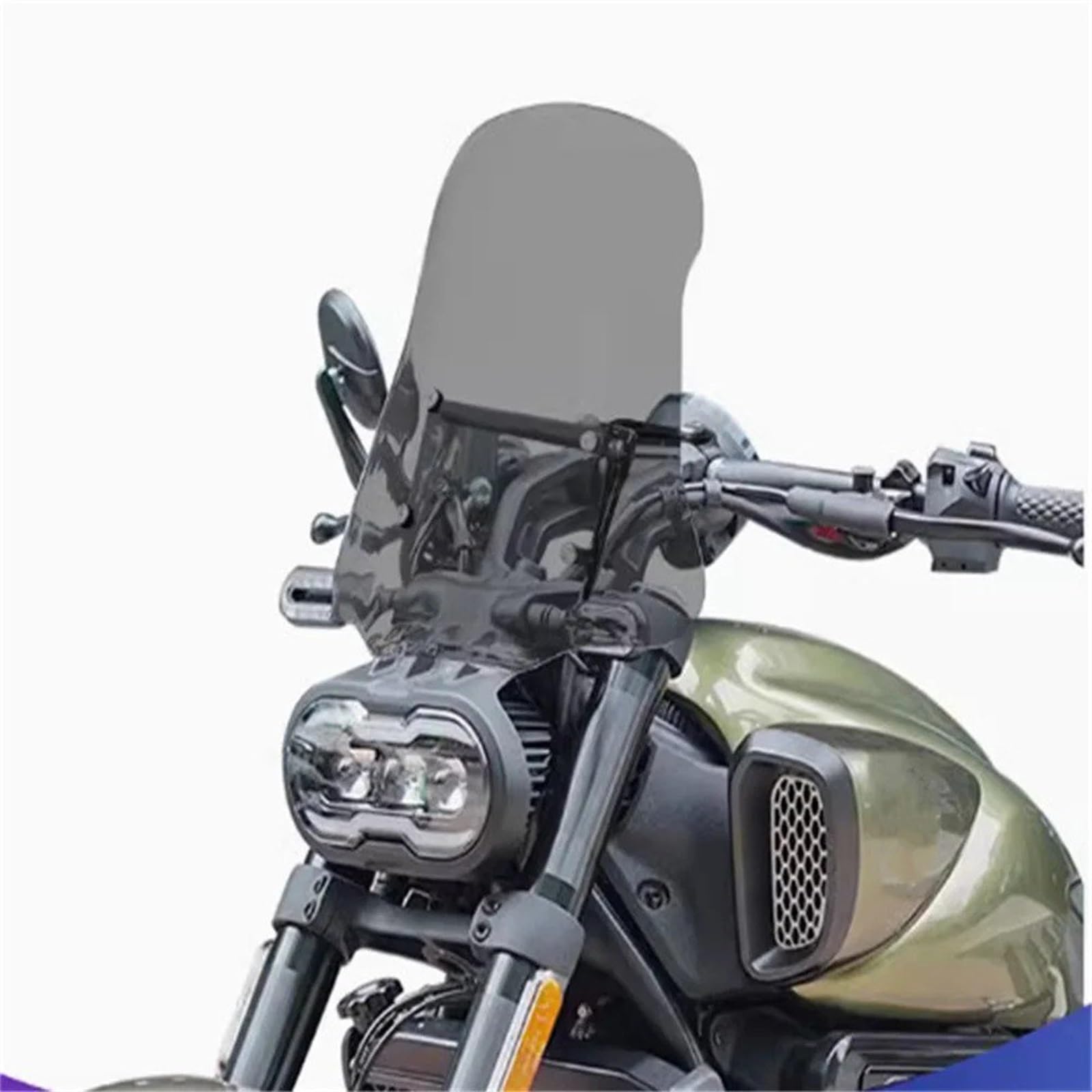 Für VOGE Für CU525 Motorrad-Windschutzscheibe Modifizierte Windschutzscheibe Modifizierte Frontscheiben-Montagehalterung Mit Erweiterter Querstrebe Windschutz Windabweiser Motorrad(54cm Smoke Gray) von CRUBVQQ