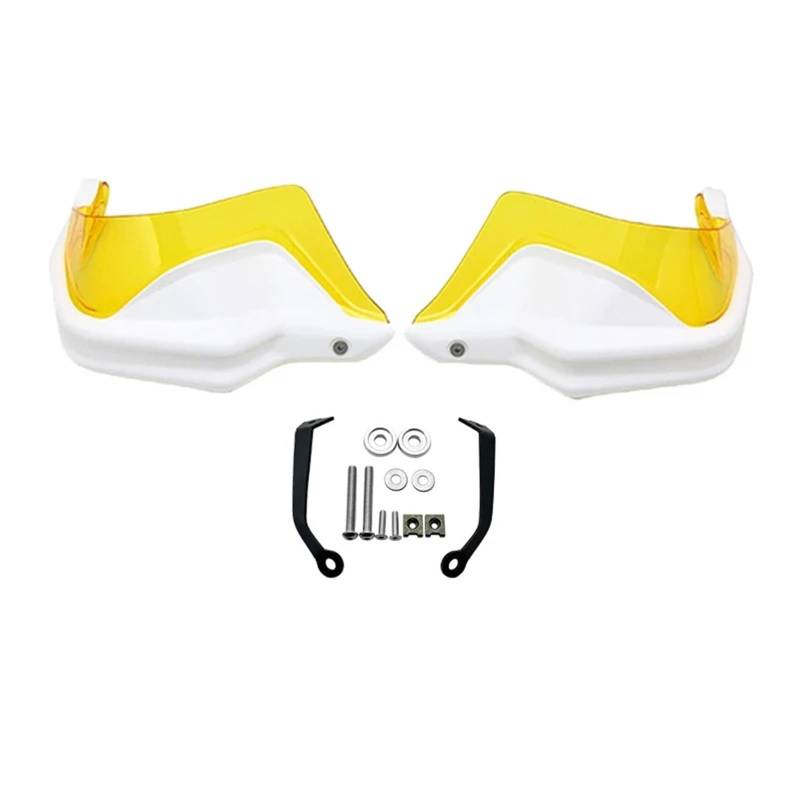 Motorrad Handschützer Für 650MT Für 400MT Motorrad Zubehör Handprotektoren Schild Wachen Windschutzscheibe Hand Wind Schutz Hand Schutz Lenker Handschutz(White Yellow Set) von CRUBVQQ