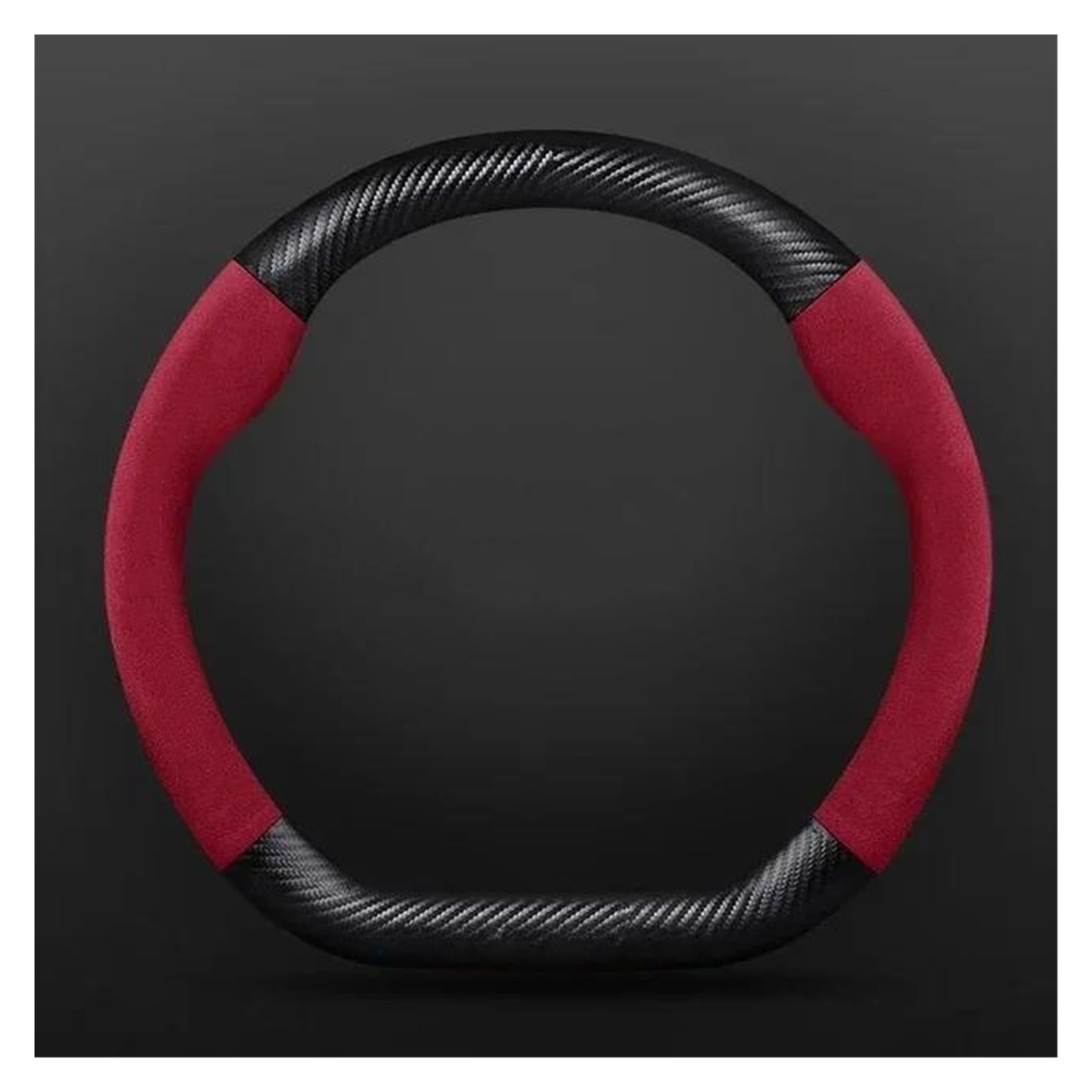 Steering Wheel Cover Für Chery Für Jetour X70 X70SM X90 X95 Für DASHING Für I-DM T2 T3 Auto Zubehör Wildleder Carbon Faser Anti Slip Auto Lenkrad Abdeckung Lenkradabdeckung(Type D Red) von CRUBVQQ