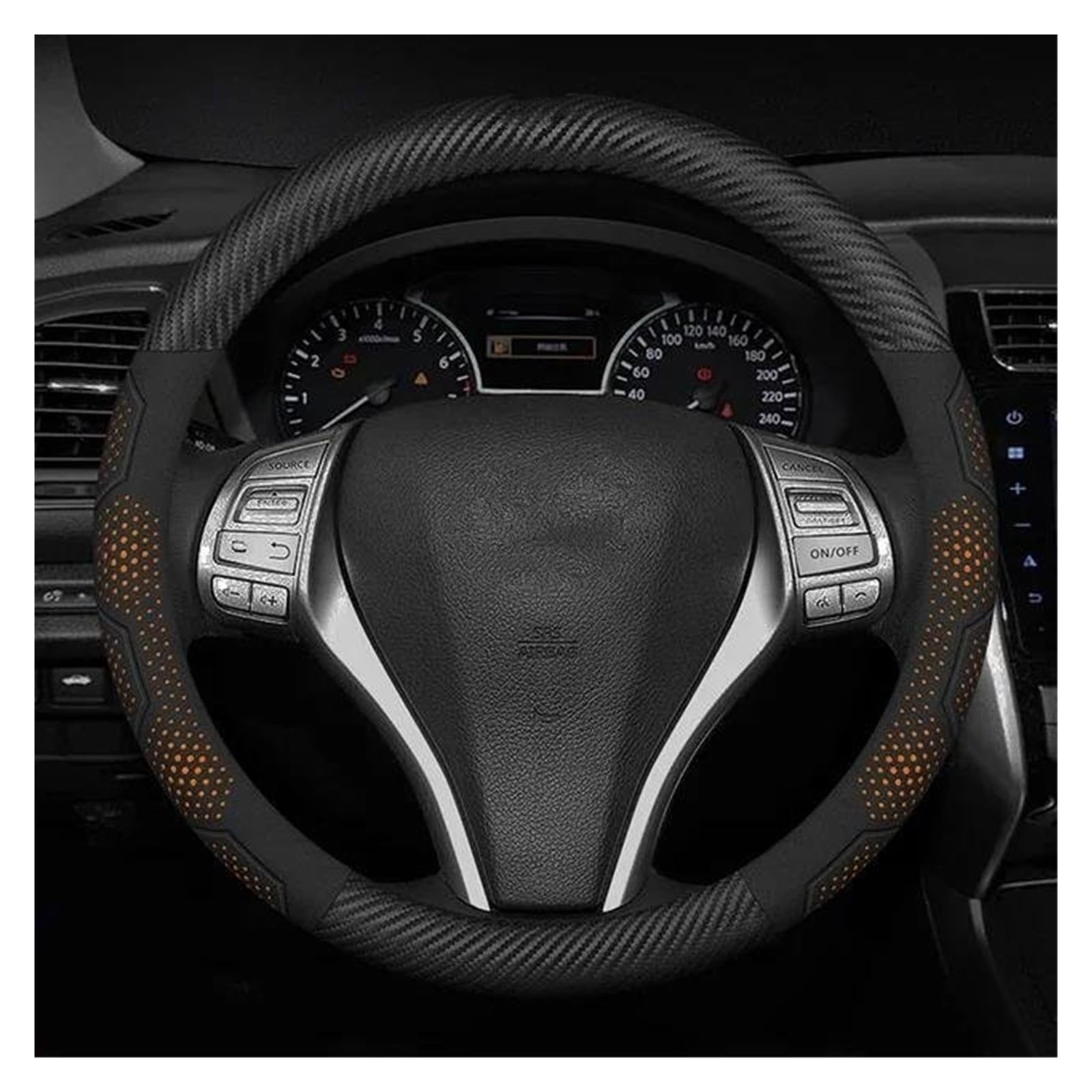 Steering Wheel Cover Für Hilux Für Celica Für Verso Für Rav4 Für Prius Für Camry Für Raize Für Prado Carbon Faser Auto Lenkrad Abdeckung Lenkradabdeckung(Leather Orange) von CRUBVQQ