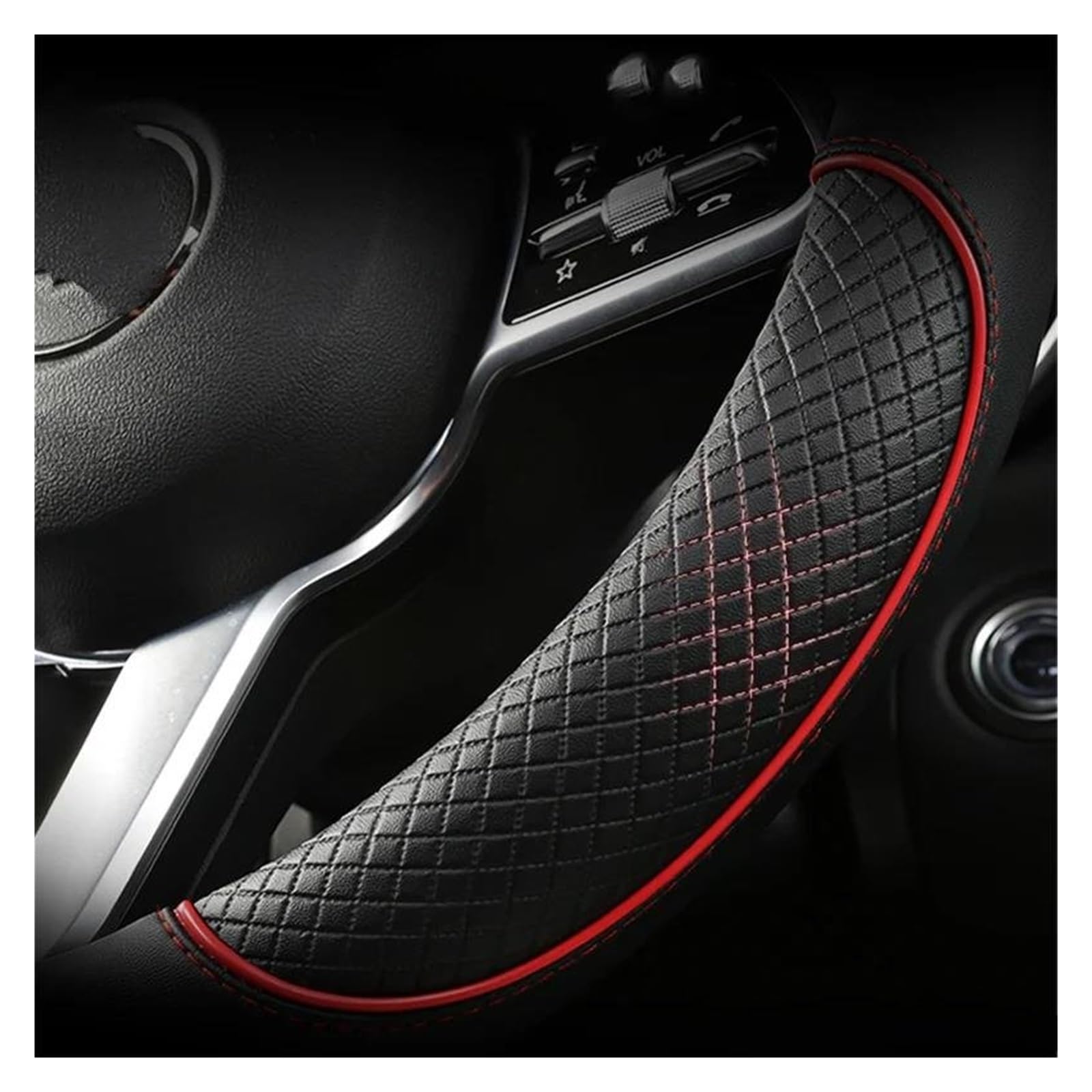 Steering Wheel Cover Für Hyundai Für Tucson 2021 2022 NX4 Für Elantra 2020 Für Sonata 10th 2020 2021 2022 Auto Zubehör PU Leder Auto Lenkrad Abdeckung Lenkradabdeckung(RED O SHAPE) von CRUBVQQ