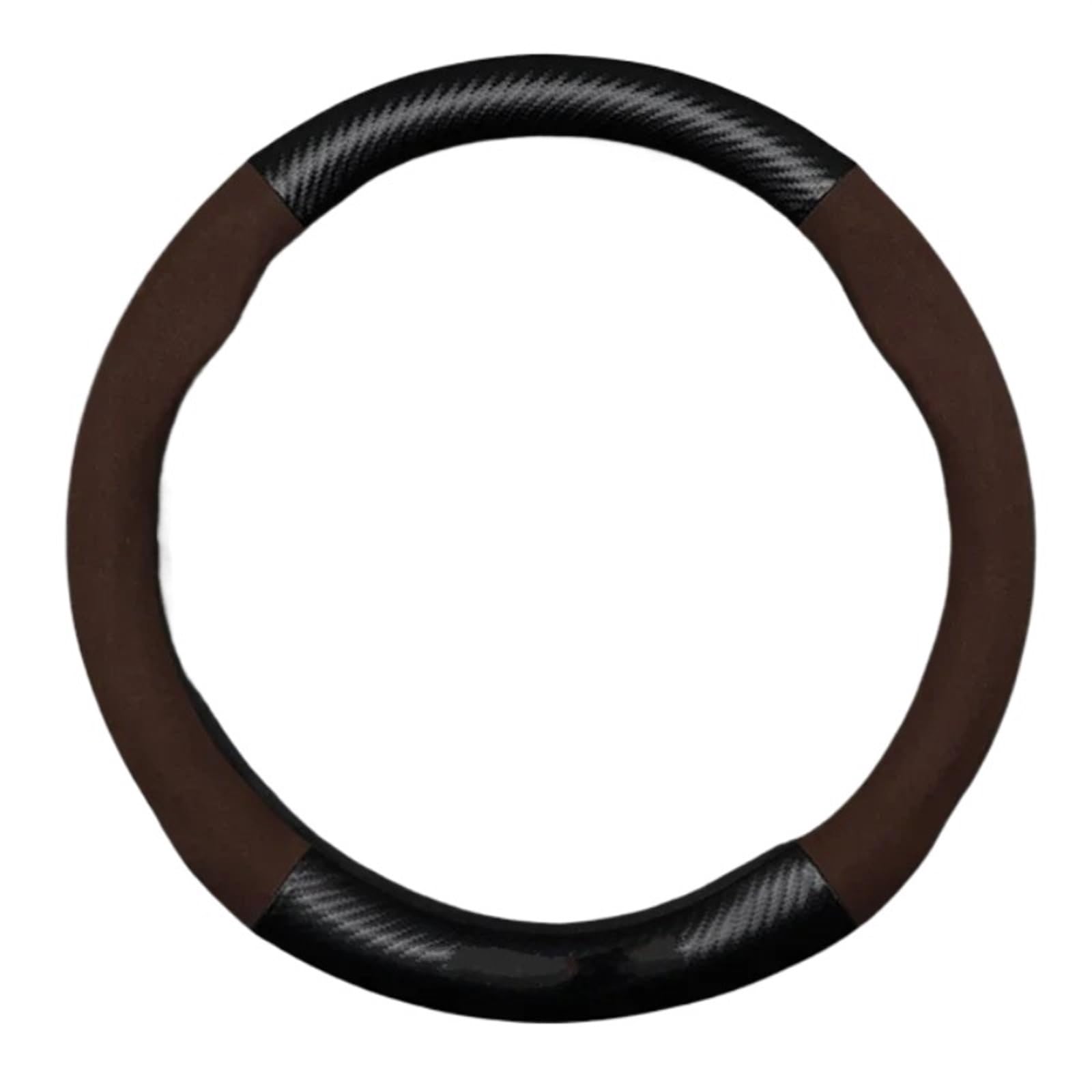 Steering Wheel Cover Für KIA Für RIO Kein Geruch Dünne Fell Leder Carbon Lenkrad Abdeckung Lenkradabdeckung(Round-Brown) von CRUBVQQ