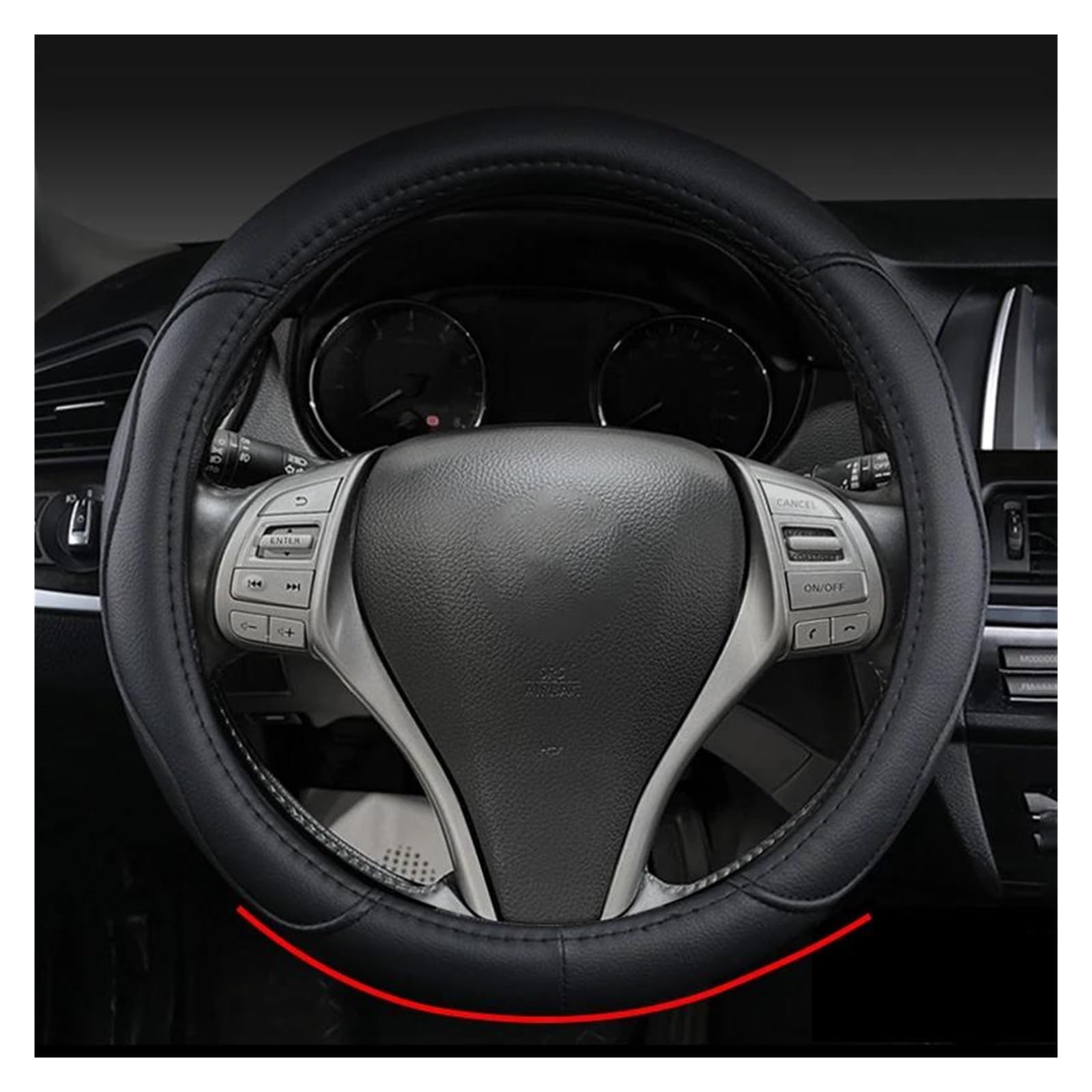Steering Wheel Cover Für Nissan Für Qashqai 2006-2019 Für Dualis J10 2007-2014 37-38CM O Form Lenkrad Auto Auto Lenkrad Abdeckung Lenkradabdeckung(Black Thread) von CRUBVQQ