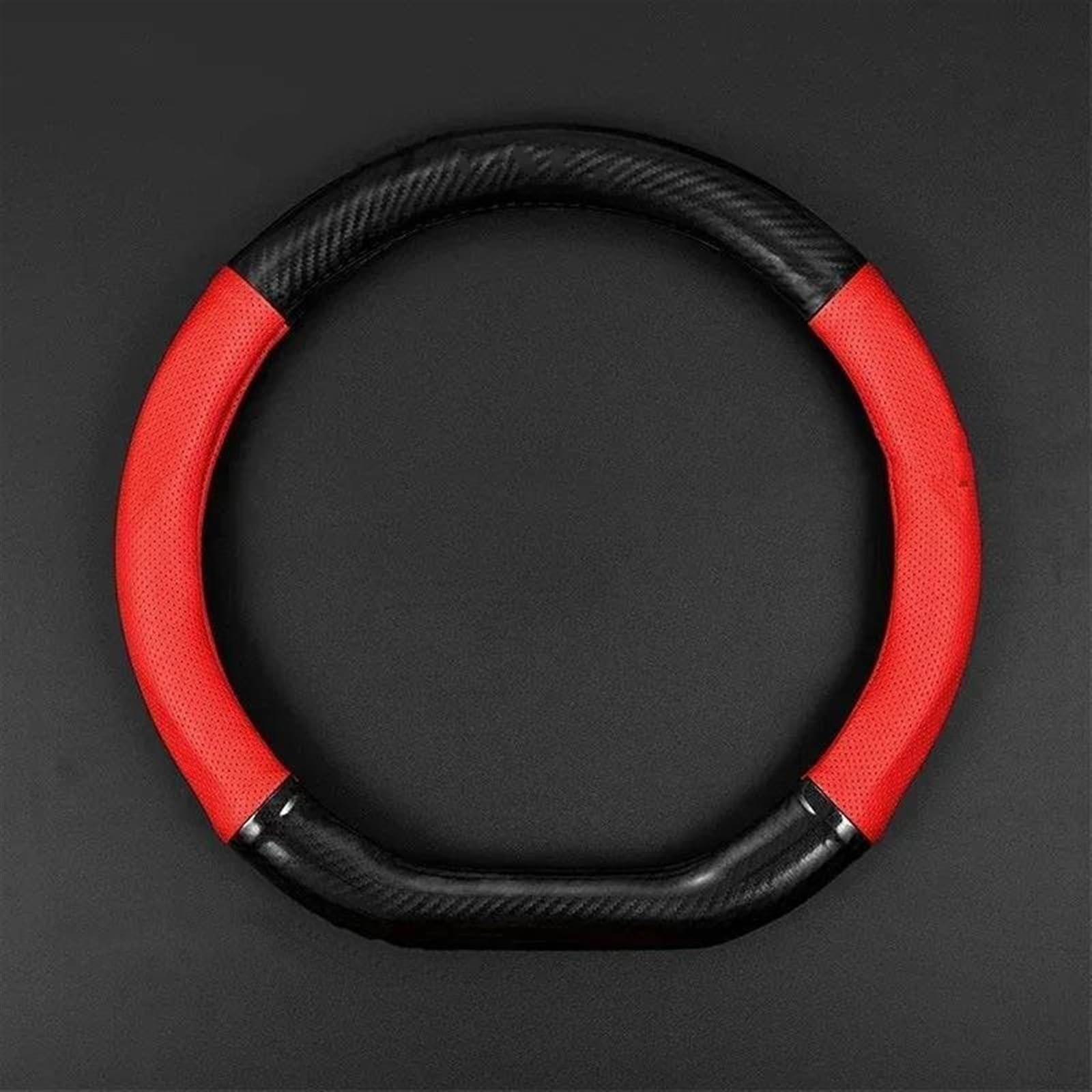 Steering Wheel Cover Für Ssangyong Für Actyon Für Kyron Für Rexton Für Tivoli Für Korando Carbon Faser Leder Lenkrad Abdeckung Außendurchmesser 37-38 cm Geeignet Lenkradabdeckung(D Type Red) von CRUBVQQ