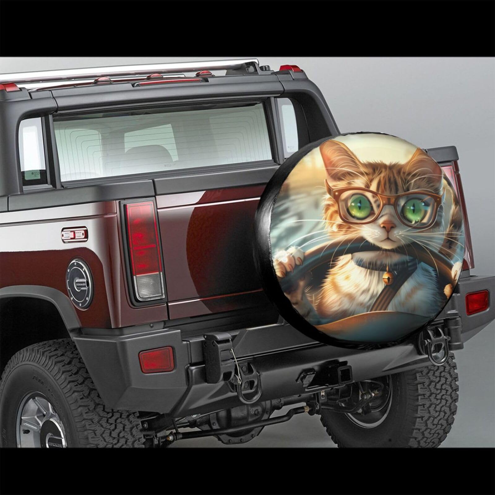 Bedbliss Cat Ersatzreifenabdeckung – wasserdichte Universal-Ersatzradabdeckung – für Anhänger, Camper, SUV, 43,2 cm (17 Zoll) von CSIVKEJ