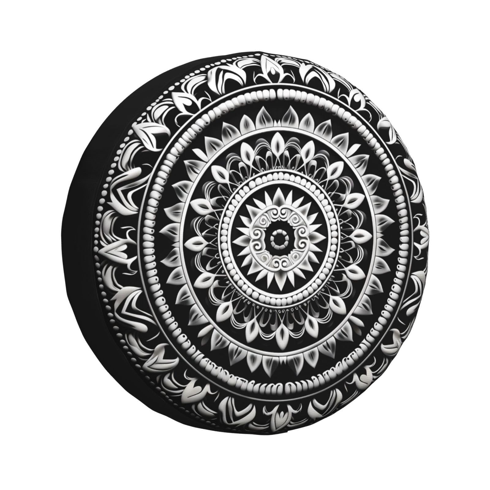 CSIVKEJ Bohemian Black Print Ersatzreifenabdeckung Staubdichte Abdeckung passend für Wohnmobil, SUV und viele Fahrzeuge 35,6 cm (14 Zoll) von CSIVKEJ