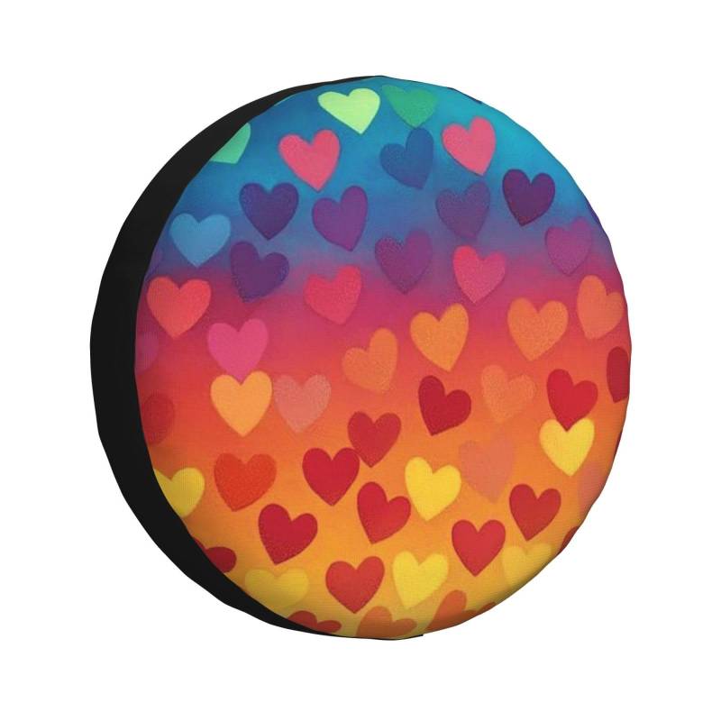 CSIVKEJ Rainbow Love Heart Print Ersatzreifenabdeckung, staubdicht, passend für Jeep, Anhänger, Wohnmobil, SUV und viele Fahrzeuge, 35,6 cm (14 Zoll) von CSIVKEJ