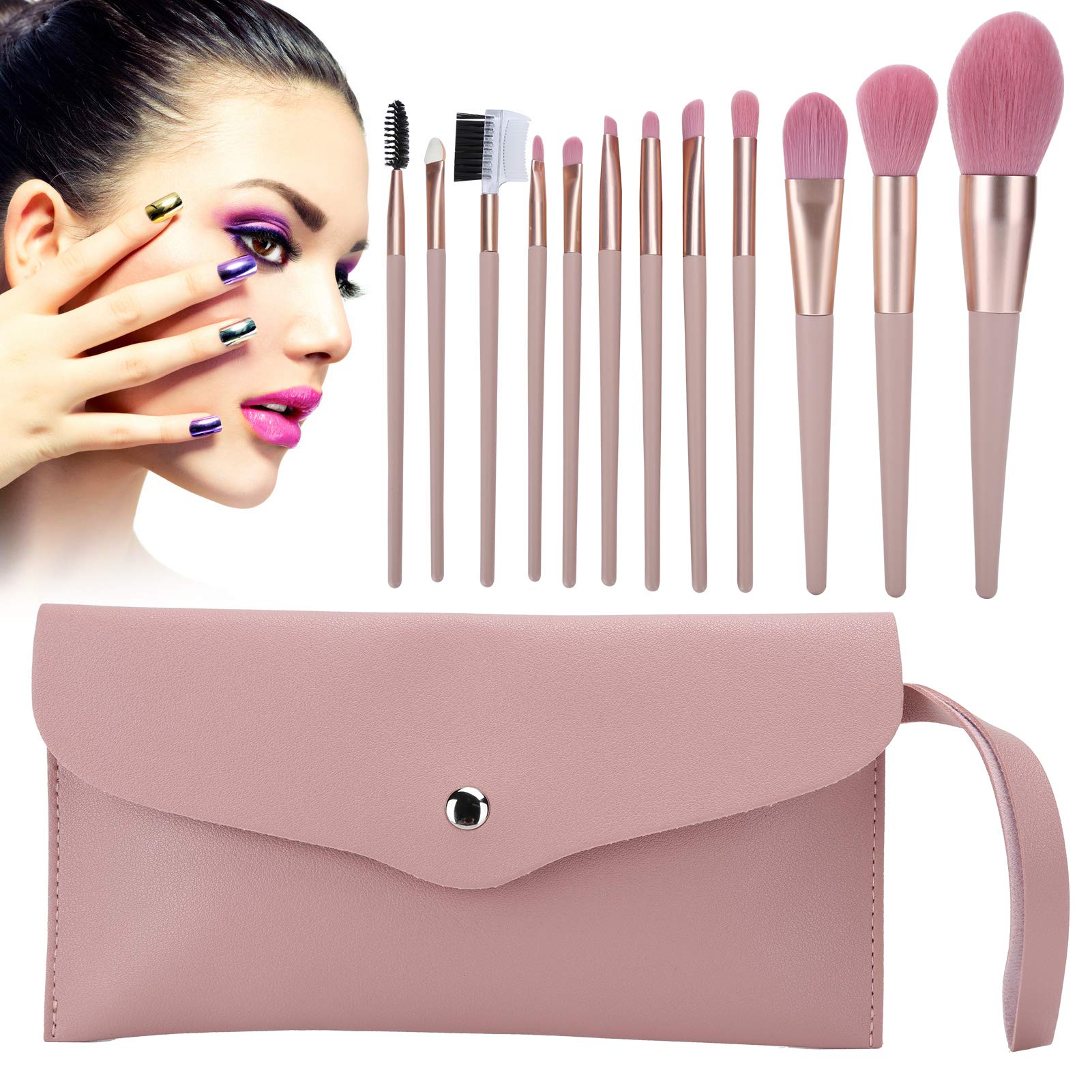 12-teiliges Make-up-Pinsel-Set – weiche Pinsel aus Pflanzenfaserseide, Kosmetikpinsel mit Aufbewahrungstasche, Puderpinsel, Concealer-Pinsel/351 von CSSWLAI