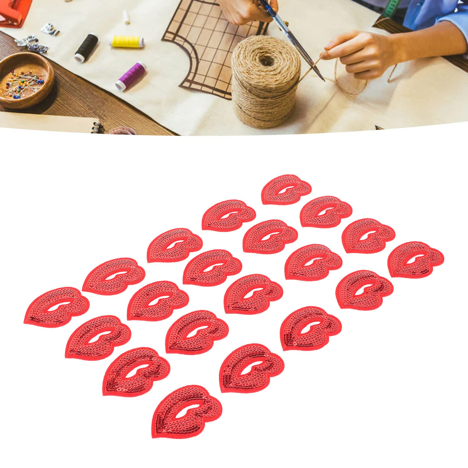 20 Stück Lippenform-Flicken – selbstklebend und for Aufbügeln, Stickflicken, DIY-Flicken, Kleidungsflicken, dekorative Flicken for T-Shirts, Taschen, Hüte/270 von CSSWLAI