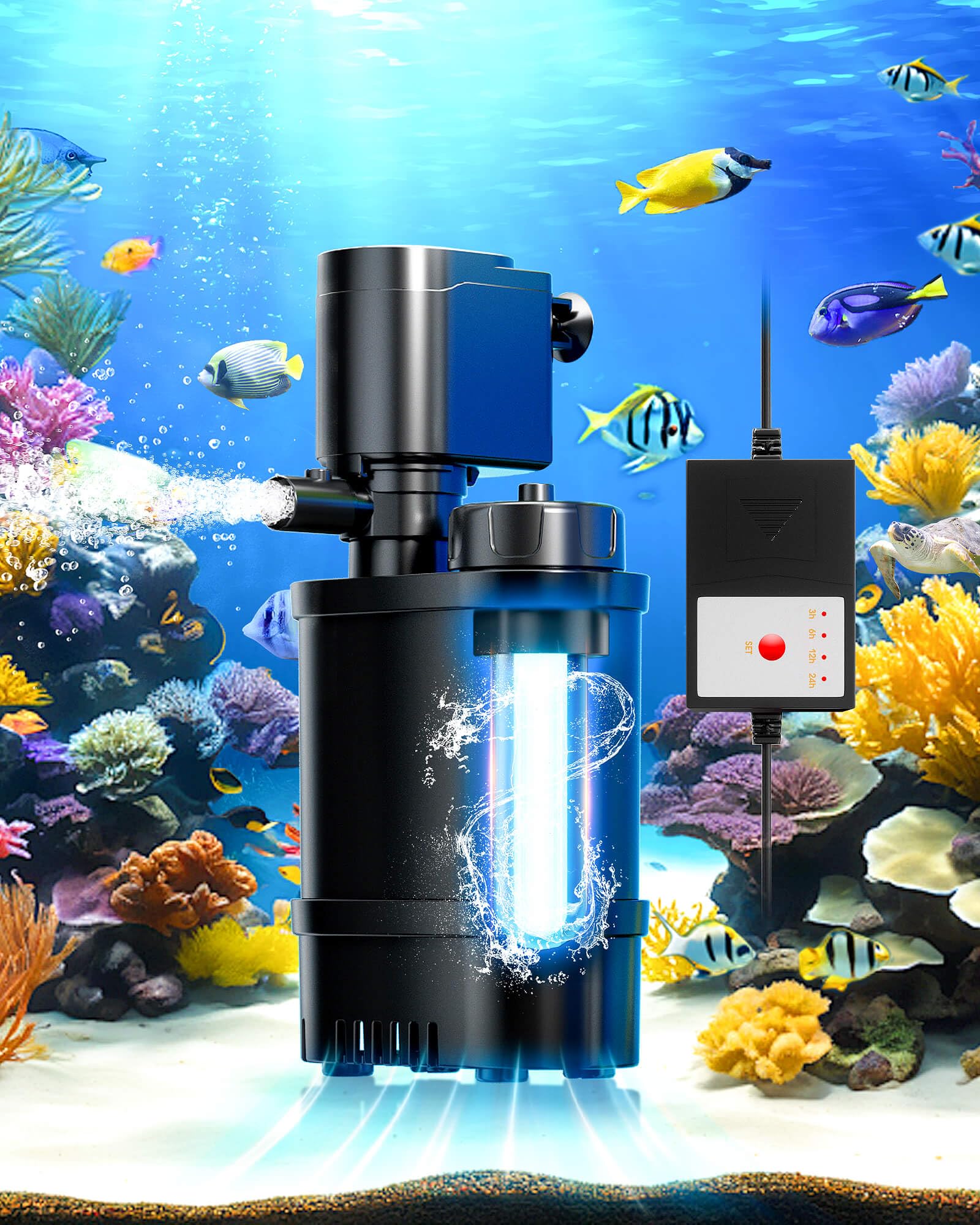 Aquarium UV 5W 10-50 Gallonen Fisch Tank Filter 4-in-1 Tauchen Einstellbare Sauerstoff Brunnen Pumpe 3 schicht Filter/134 von CSSWLAI