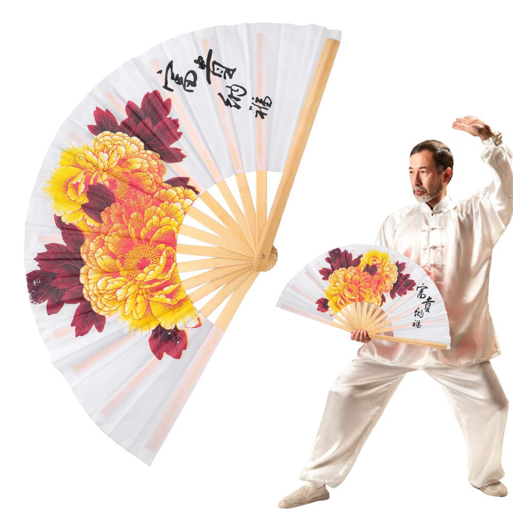 Bambus-Pfingstrosenblüten-Kampfkunst-Kung-Fu-Taiji-Liebhaber führen laute, faltbare Fächer auf, elegant, geeignet for Aufführungen und Training /276(Bamboo White Peony Fan) von CSSWLAI