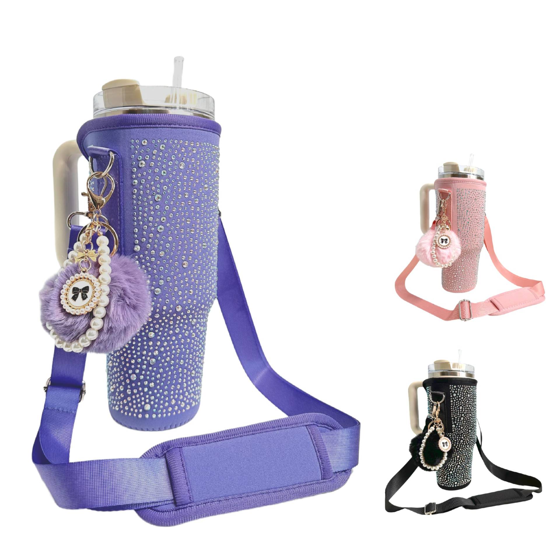 Bling Wasserflaschen-Tragetasche for 40 oz, Neopren-Wasserflaschenhalter mit verstellbarem Riemen, Cup-Zubehör /62 von CSSWLAI