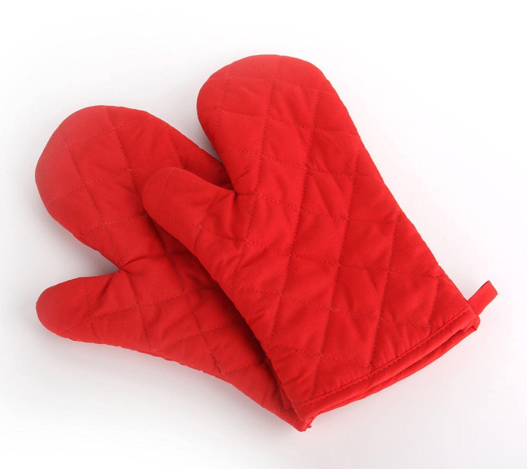 Einfarbig, gesteppt, Mikrowellenherd, Verbrühschutz, Wärmeisolierung, hohe Temperaturbeständigkeit, rutschfeste Handschuhe, Küchenofen, Backen/162(Quilted Red (Single Price)) von CSSWLAI