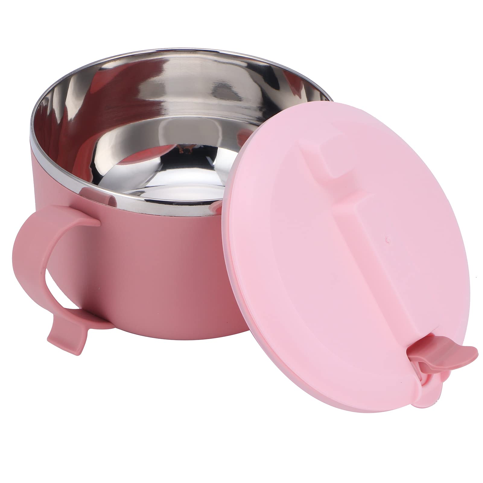 Lunchbox mit Deckel 1200ML - Nudelschüssel Reisschüssel Geschirr Edelstahlschüssel Lebensmittelbehälter Verbrühschutzschüssel Schüssel mit großem Fassungsvermögen /388(Pink) von CSSWLAI