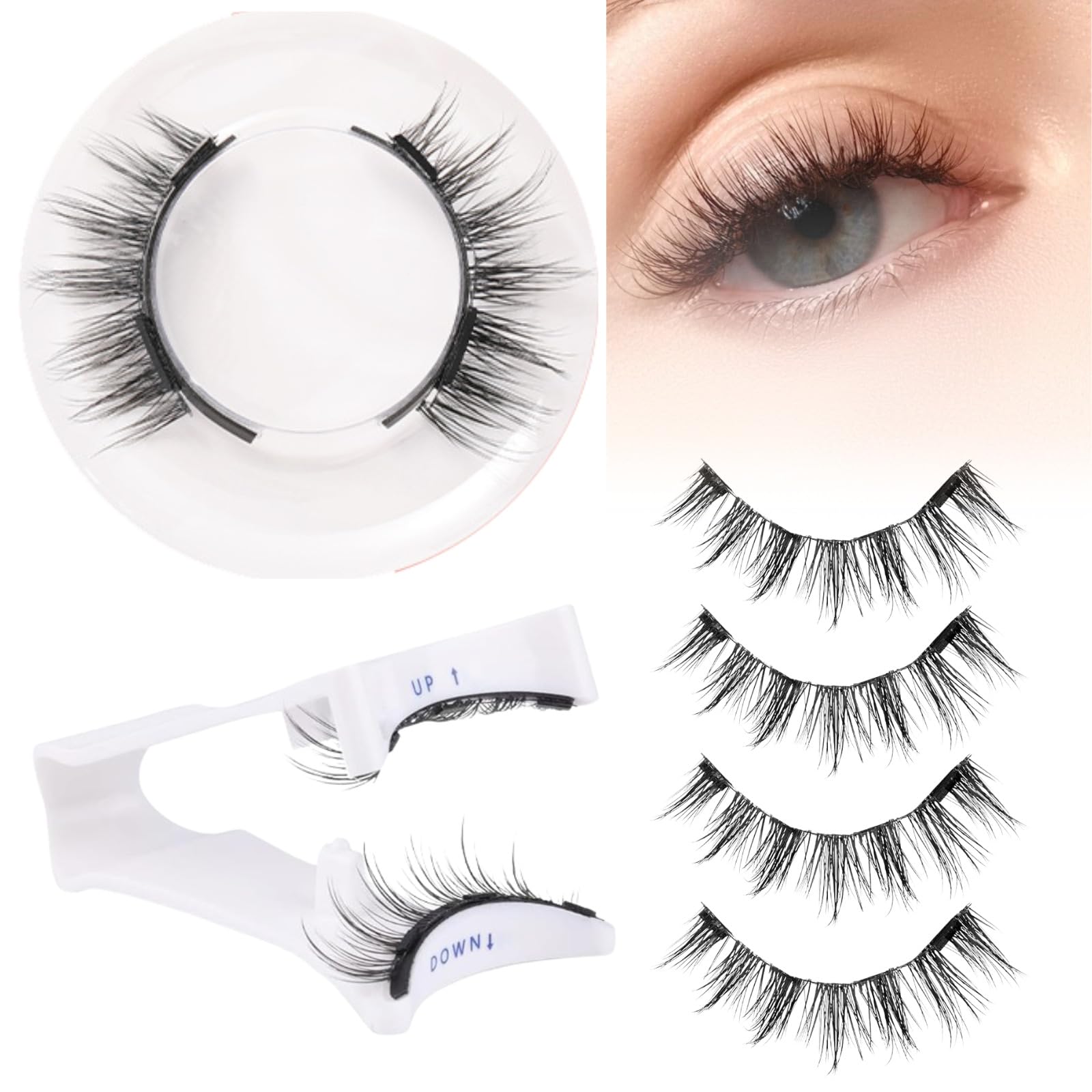 Magnetische Wimpern, Magnetische Wimpern mit Applikator, Natürlich aussehendes, wiederverwendbares magnetisches Wimpernset, kein Kleber oder Eyeliner, D-Curl, Kunstnerz, wasserfeste falsche Wimpern mi von CSSWLAI