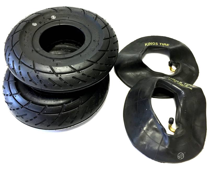 CST Rollstuhlreifen 2 Stück 3.00-4 (260x85) Racingprofil, Farbe schwarz + 2 Schlauch Winkelventil, Racing Profil, Stabiler Reifenaufbau, Rollstuhl Reifen für Elektromobil, Scooter, E-Rollstuh von CST