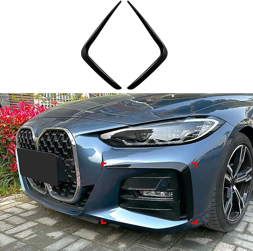 Auto Frontlippe Frontspoiler für BMW 4 Series G22 G23 M Sport 2020+,ABS Kratzfest Kollisionssicher Front stoßstangen Lippenspoiler Flügel Exterieur Zubehör,A/GlossBlack von CSYKKL