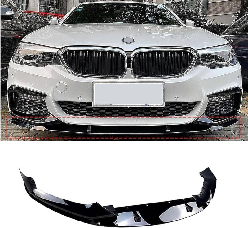 Auto Frontlippe Frontspoiler für BMW 5 Series G30 2018 2019 2020,ABS Kratzfest Kollisionssicher Front stoßstangen Lippenspoiler Flügel Exterieur Zubehör,A/GlossBlack von CSYKKL