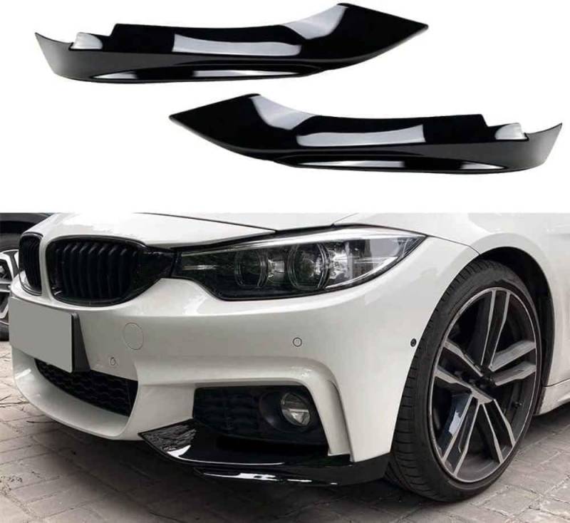 Auto Frontlippe Frontspoiler für BMW F32 F33 F36 4 Series 2014-2020,ABS Kratzfest Kollisionssicher Front stoßstangen Lippenspoiler Flügel Exterieur Zubehör,A/GlossBlack von CSYKKL