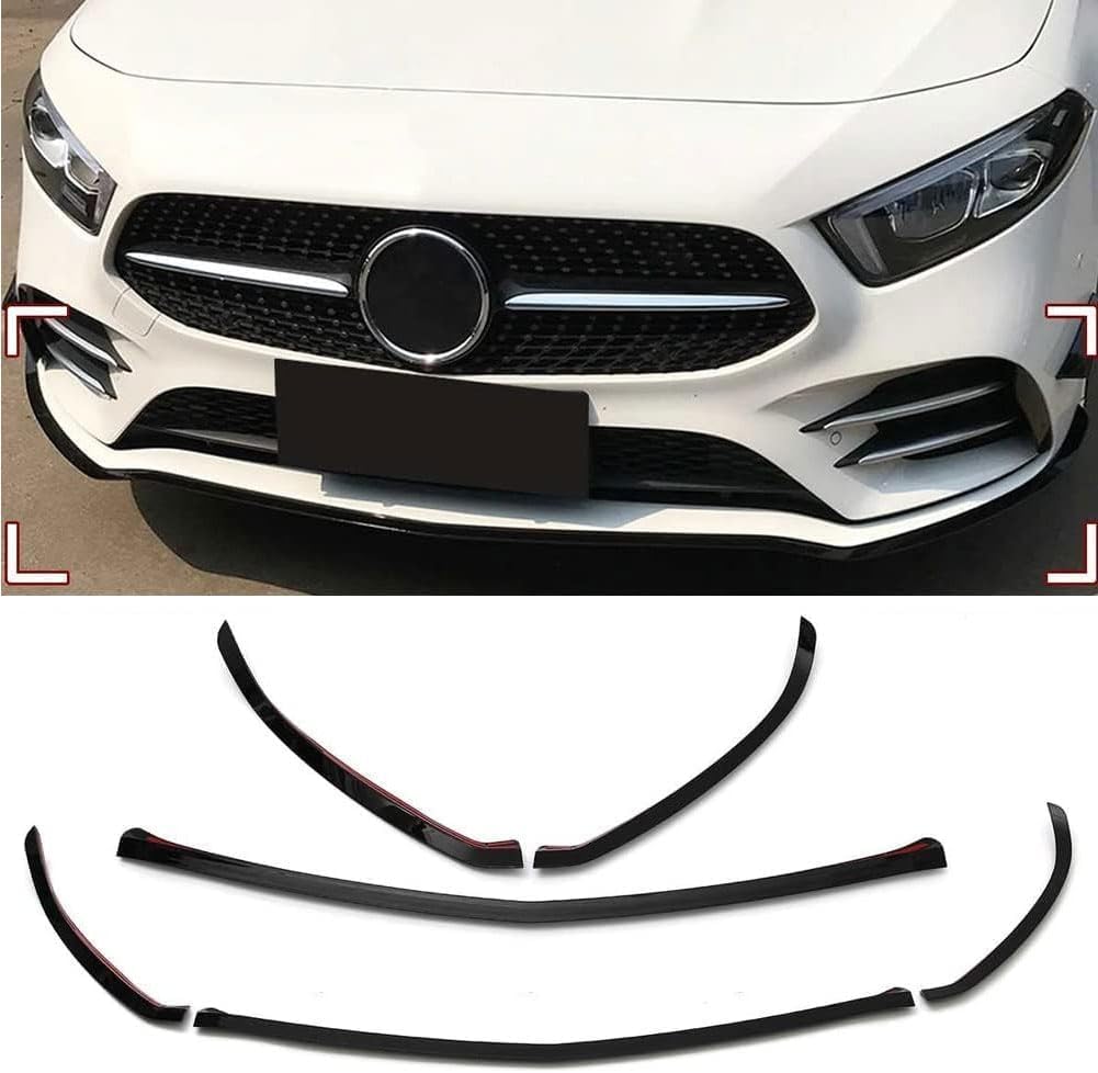 Auto Frontlippe Frontspoiler für Benz A Class W177 A180 A200 A220 A250 AMG 2019-2021,ABS Kratzfest Kollisionssicher Front stoßstangen Lippenspoiler Flügel Exterieur Zubehör von CSYKKL