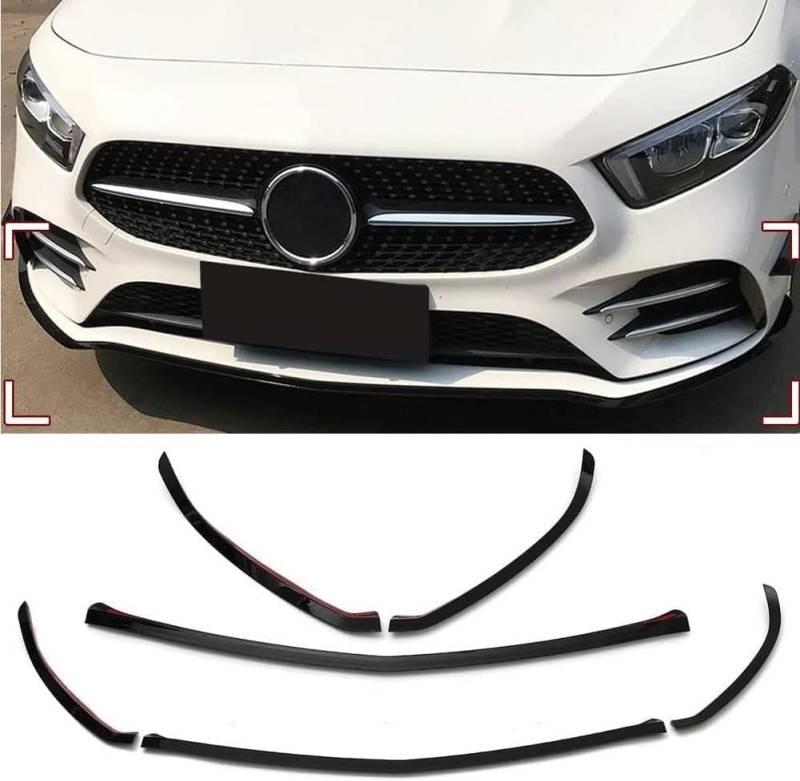 Auto Frontlippe Frontspoiler für Benz A Class W177 A180 A200 A220 A250 AMG 2019-2021,ABS Kratzfest Kollisionssicher Front stoßstangen Lippenspoiler Flügel Exterieur Zubehör von CSYKKL