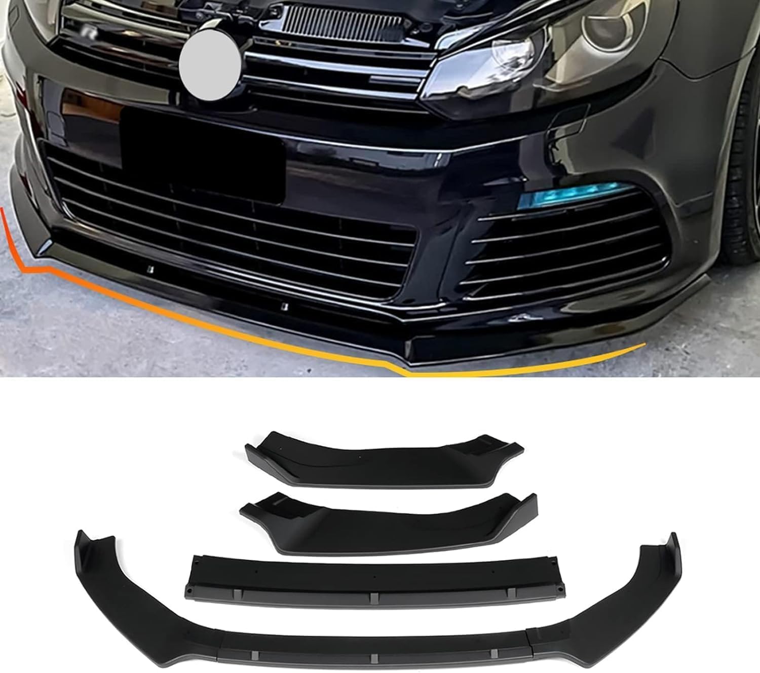 Auto Frontlippe Frontspoiler für Golf 8 MK8 2020-2023,ABS Kratzfest Kollisionssicher Front stoßstangen Lippenspoiler Flügel Exterieur Zubehör von CSYKKL