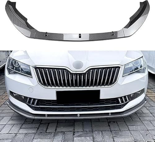 Auto Frontlippe Frontspoiler für Skoda Superb B8 2016-2018,ABS Kratzfest Kollisionssicher Front stoßstangen Lippenspoiler Flügel Exterieur Zubehör,B/Carbon Fiber Look von CSYKKL