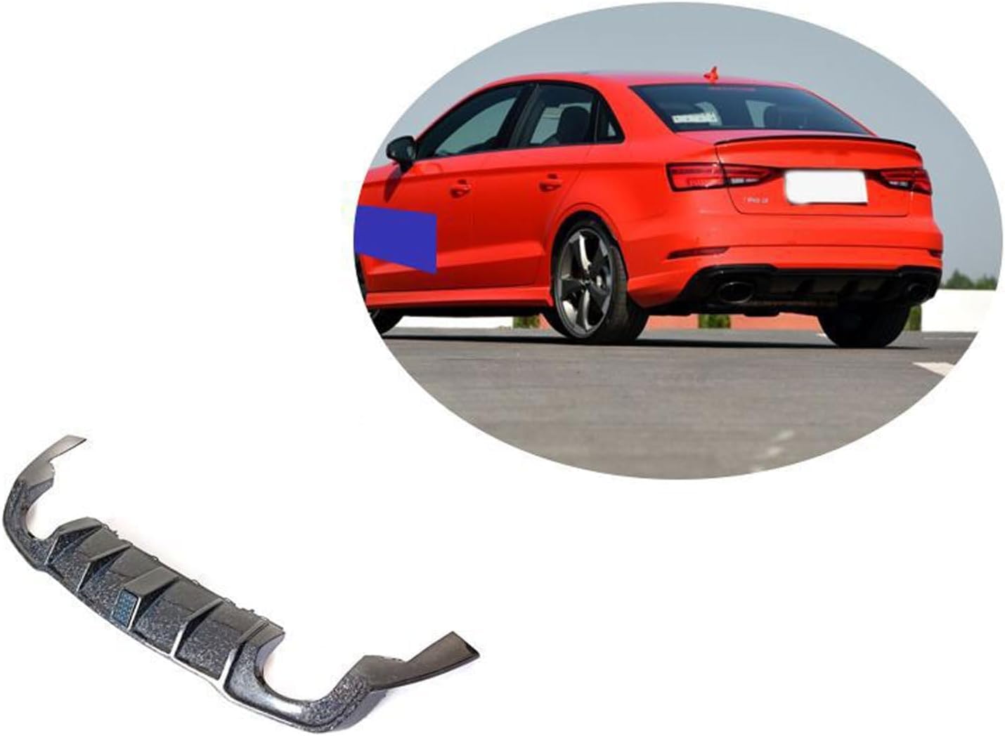 Auto Heckstoßstange Diffusor Spoiler für Audi RS3 2017 2018,Heckdiffusor Haifischflossen Lippe Kit,Stoßstange Chassis Modifiziertes Zubehör von CSYKKL