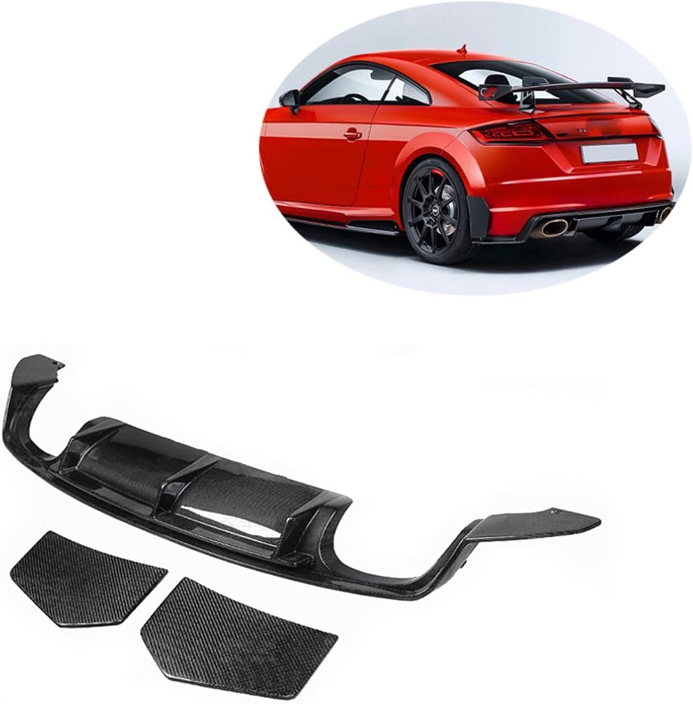 Auto Heckstoßstange Diffusor Spoiler für Audi TTS TTRS MK3 2018+,Heckdiffusor Haifischflossen Lippe Kit,Stoßstange Chassis Modifiziertes Zubehör von CSYKKL