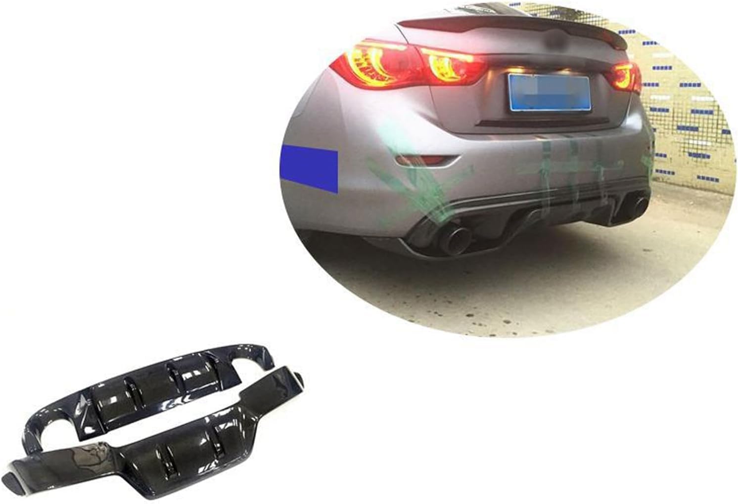 Auto Heckstoßstange Diffusor Spoiler für Infiniti Q50 2014 2015 2016,Heckdiffusor Haifischflossen Lippe Kit,Stoßstange Chassis Modifiziertes Zubehör von CSYKKL