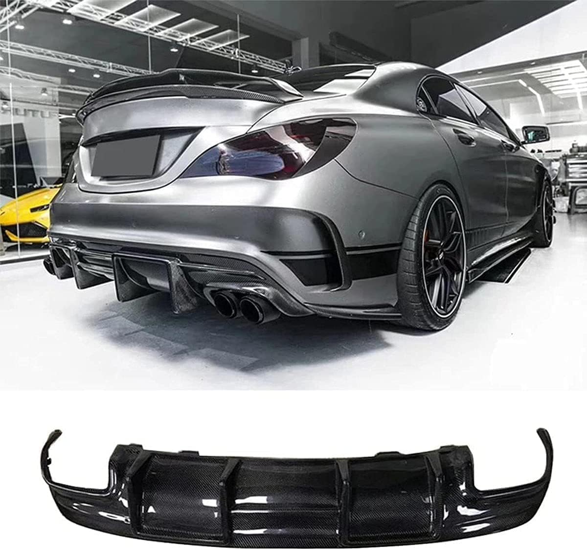 Auto Heckstoßstange Diffusor Spoiler für Mercedes Benz CLA 45 Amg 2013-2019,Heckdiffusor Haifischflossen Lippe Kit,Stoßstange Chassis Modifiziertes Zubehör von CSYKKL