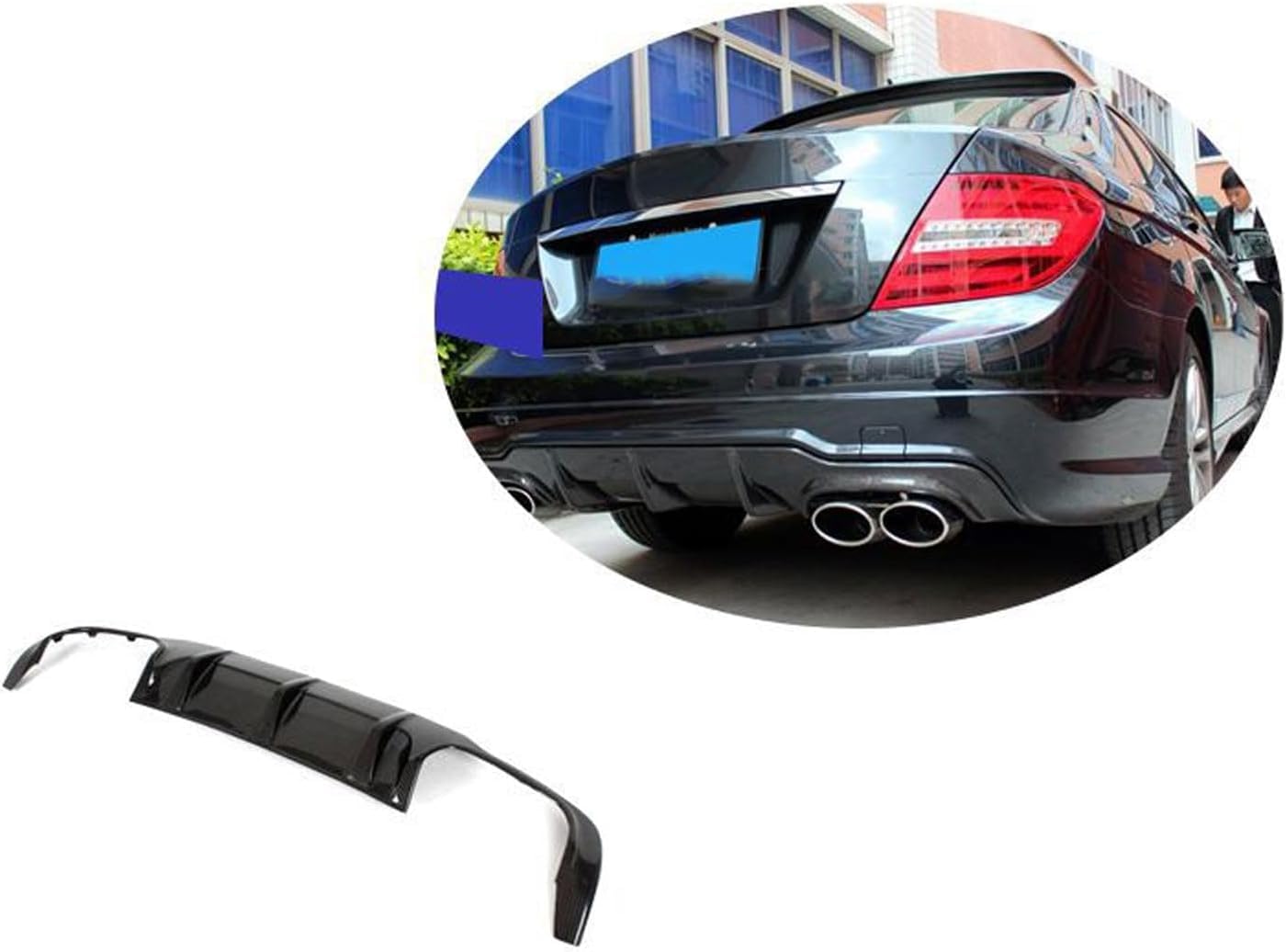 Auto Heckstoßstange Diffusor Spoiler für Mercedes Benz W204 C63 2012 2013 2014 2015,Heckdiffusor Haifischflossen Lippe Kit,Stoßstange Chassis Modifiziertes Zubehör von CSYKKL