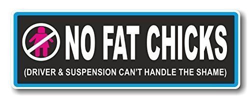 Funny No Fat Chicks Slogan mit Retro Style Neuheit Bumper Aufkleber Design Auto-Aufkleber Vinyl Aufkleber 175 x 60 mm von CTD