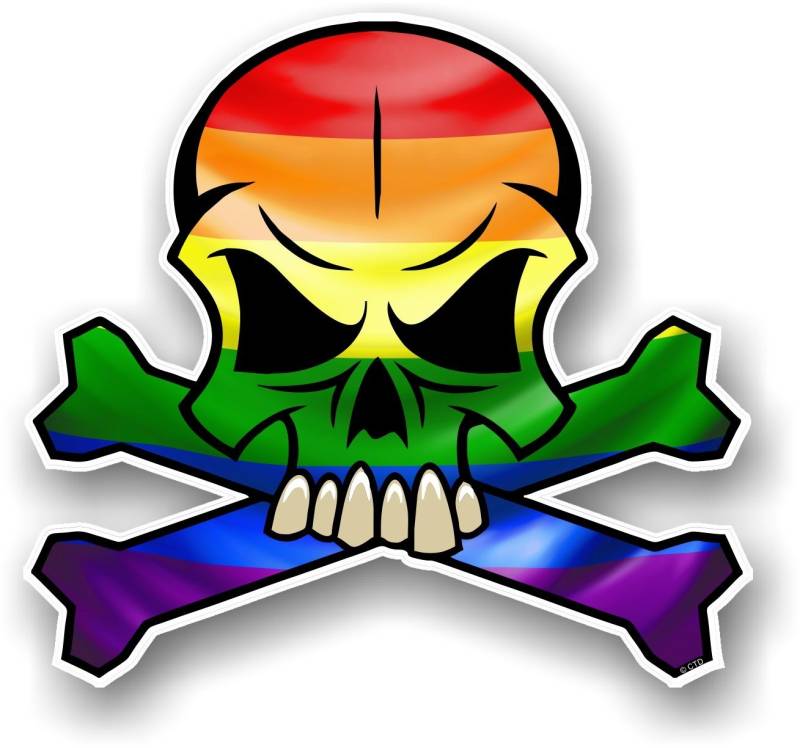 Gothic Totenkopf Design mit LGBT Gay Pride Regenbogen Flagge Neuheit Auto-Aufkleber Vinyl Aufkleber 100 x 93 mm von CTD