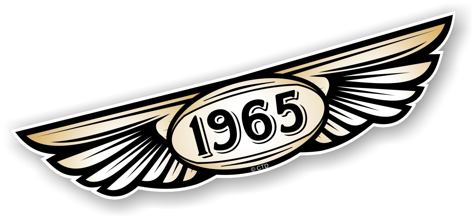 Jahr datiert 1965 Traditionelle geflügelten Emblem Design für Motorrad Biker Helm Auto-Aufkleber Vinyl Aufkleber 130 x 30 mm von CTD