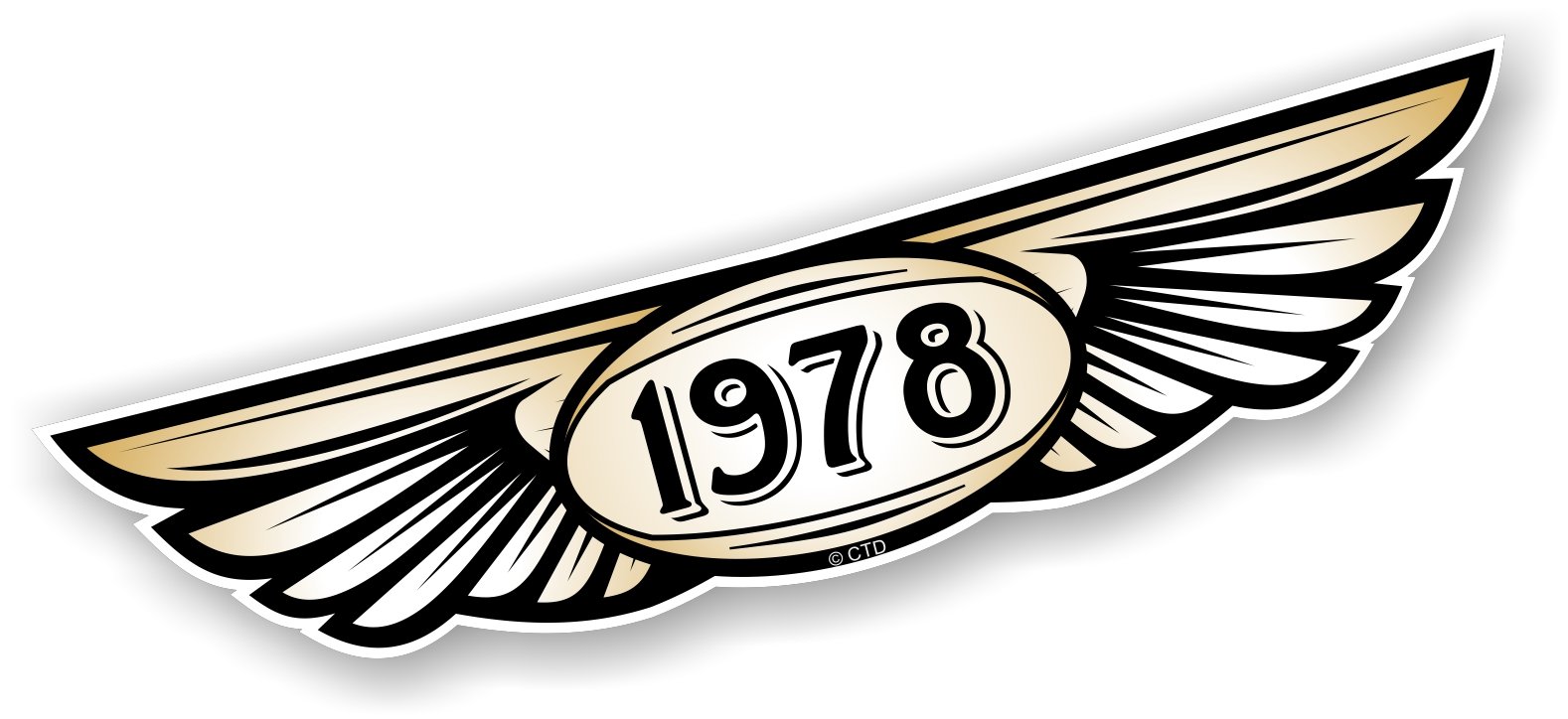 Jahr datiert 1978 Traditionelle geflügelten Emblem Design für Motorrad Biker Helm Auto-Aufkleber Vinyl Aufkleber 130 x 30 mm von CTD