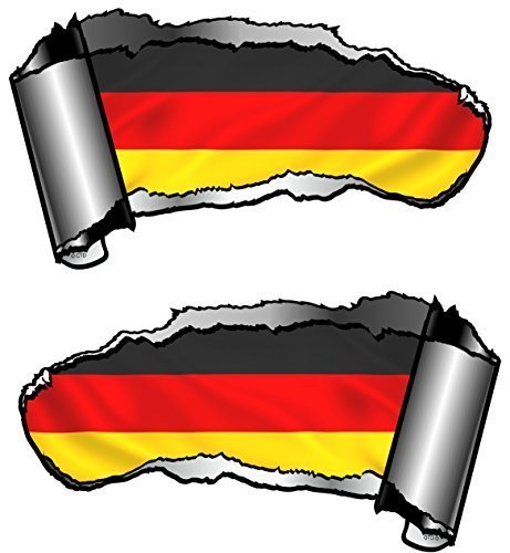 Klein Hand Paar Neuheit Torn Zerrissene öffnen Gash Metall Effekt Auto Aufkleber Aufkleber an Reveal Germany Deutsche Flagge Design 93 x 50 mm jeder von CTD