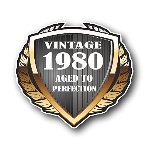 Vintage 1980 Aged To Perfection Golden Shield Jahr datiert Design Neuheit Auto-Motorrad vinyl Aufkleber Aufkleber Emblem 100 x 90 mm von CTD