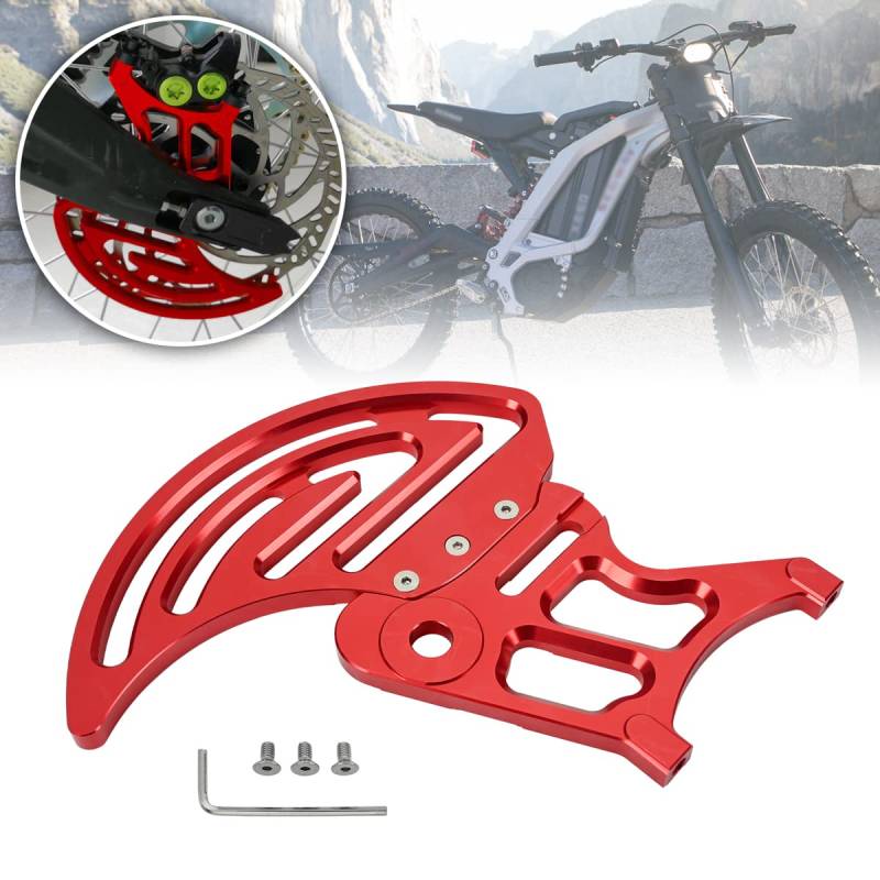 CTDOESO Billet Aluminium CNC 6061 Kettenradschutzabdeckung Hinterer Scheibenschutz Rotoradapter Bremssattelschutz für Sur-Ron MX und X Bike und für Segway X260 (rot) von CTDOESO