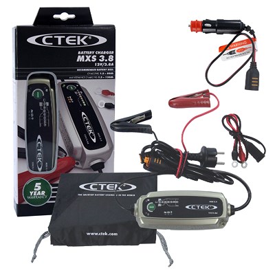 Ctek Batterieladegerät MXS 3.8 + 12V Schnellverbinder von CTEK