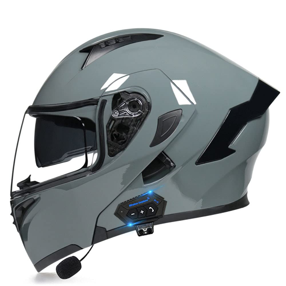 CTHYRRYK Motorradhelm Helm Motorrad mit Bluetooth Klapphelm ECE Zertifiziert Sturzhelm RollerHelm Integralhelm mit Sonnenblende für Herren Damen Erwachsene, L(Large) von CTHYRRYK