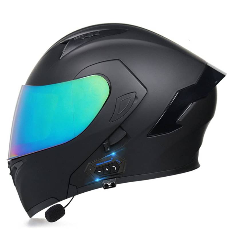 CTHYRRYK Motorradhelm Helm Motorrad mit Bluetooth Klapphelm ECE Zertifiziert Sturzhelm RollerHelm Integralhelm mit Sonnenblende für Herren Damen Erwachsene, L(Large) von CTHYRRYK