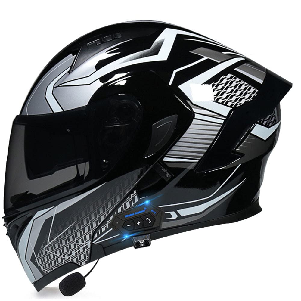 Motorradhelm Helm Motorrad mit Bluetooth Klapphelm ECE Zertifiziert Sturzhelm RollerHelm Integralhelm mit Sonnenblende für Herren Damen Erwachsene von CTHYRRYK