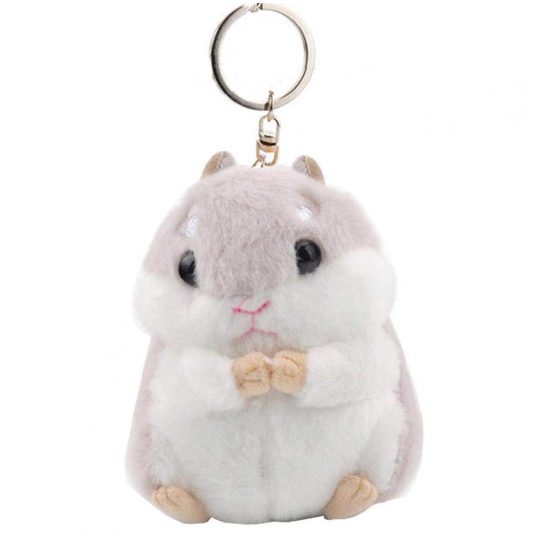 Schlüsselanhänger, Schlüsselanhänger, Geschenk, Mini-Hamster-Schlüsselanhänger, Kunstfell-Schlüsselanhänger, Pompom, flauschige Schmuckstücke, Auto-Handtaschen-Anhänger, Schlüsselanhänger (Color : Gr von CUBANE