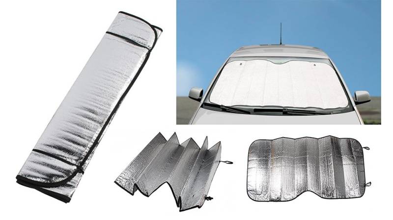 CUCUBA® Sommer Auto Sonnenschutz Sonnenblende FRONTSCHEIBE WINDSCHUTZSCHEIBE UV-Schutz Silber 60X130CM UNIVERSELL AUSMASS - Geschenkidee von CUCUBA