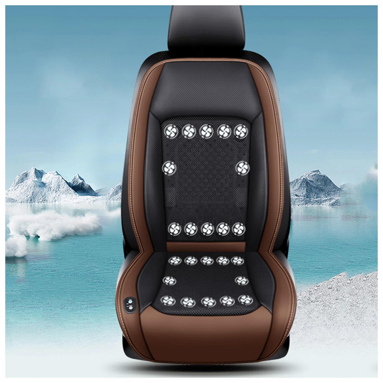 CUCUKAKA Autositz Kühlung, mit 24 Ventilatoren 3 einstellbare Windgeschwindigkeiten Autositzauflage Vordersitze Cooling Car Seat Cover für Auto LKW Van,Brown-12V von CUCUKAKA